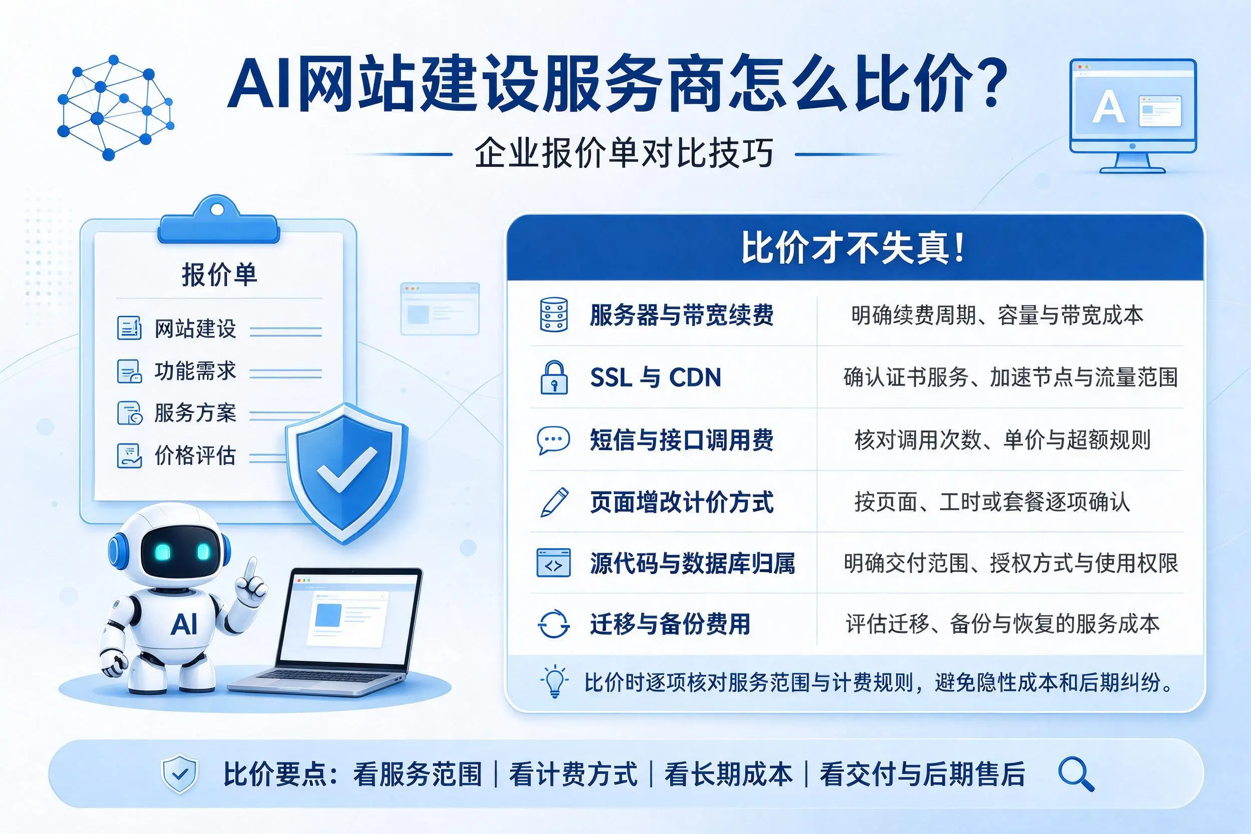 AI网站建设服务商怎么比价?邵阳企业报价单对比技巧